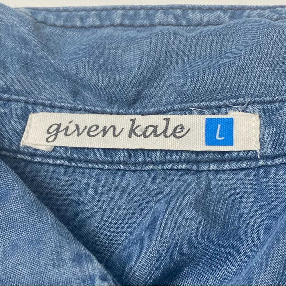 Given Kale 100% Lyocell Sleeveless Denim Button Up Tunic/Dress Women's Size L